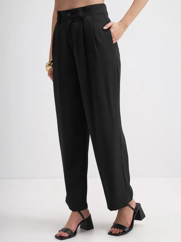 Solid Straight Fit Formal Trouser