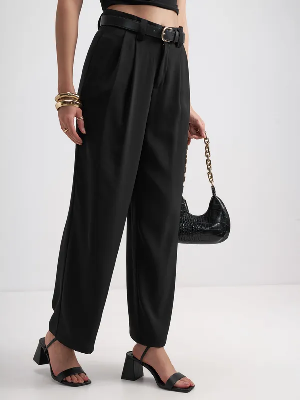 Solid Straight Fit Formal Trouser