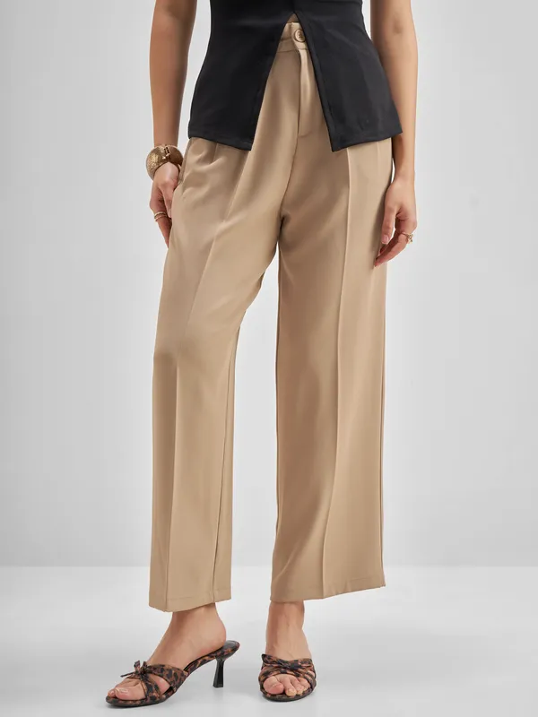 Solid Straight Fit Formal Trouser