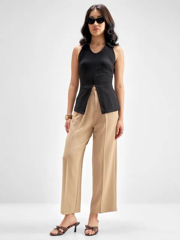 Solid Straight Fit Formal Trouser