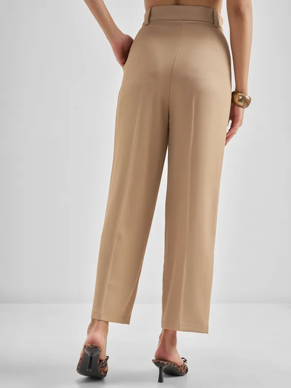 Solid Straight Fit Formal Trouser