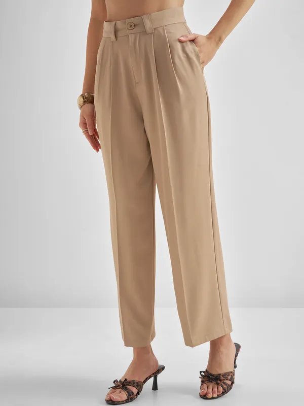 Solid Straight Fit Formal Trouser