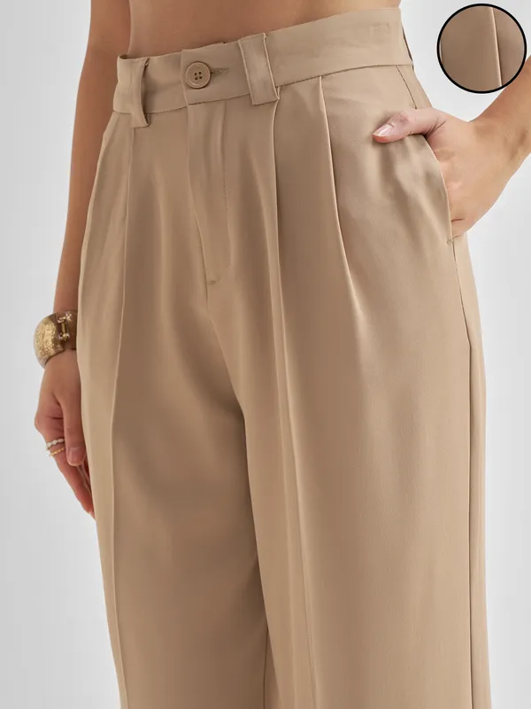 Solid Straight Fit Formal Trouser