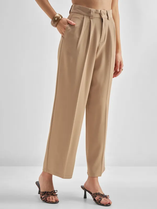 Solid Straight Fit Formal Trouser