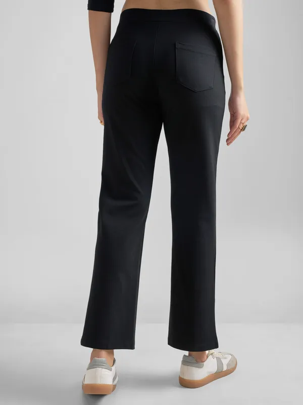 Tokyo Talkies Women Black Solid Bootcut Regular Trouser