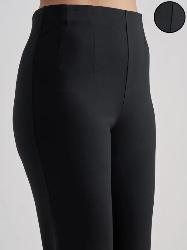 Tokyo Talkies Women Black Solid Bootcut Regular Trouser