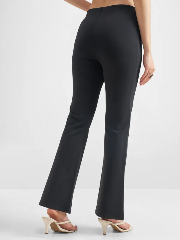 Tokyo Talkies Women Black Solid Bootcut Regular Trouser