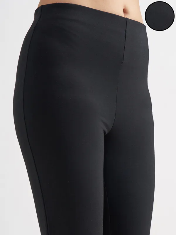 Tokyo Talkies Women Black Solid Bootcut Regular Trouser