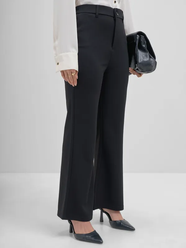 Tokyo Talkies Women Black Solid Bootcut Regular Trouser