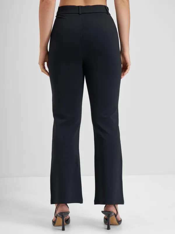 Tokyo Talkies Women Black Solid Bootcut Regular Trouser