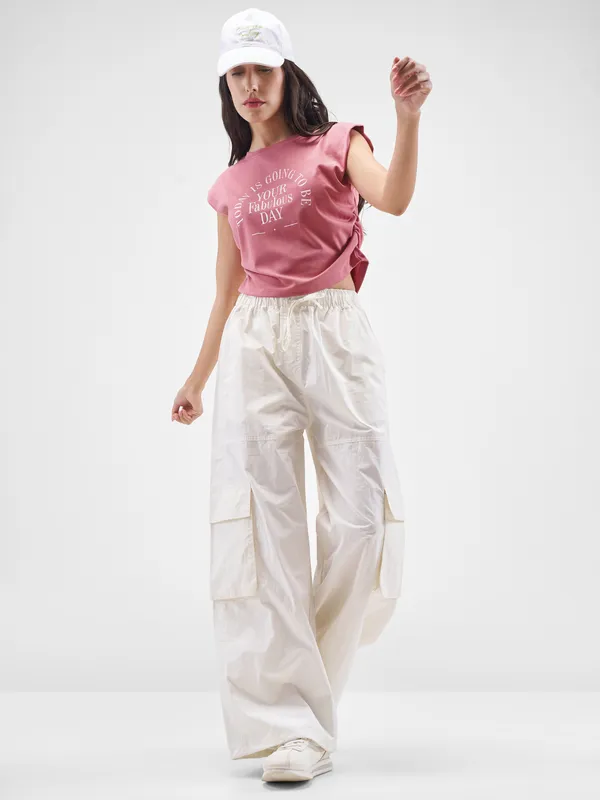 Street By Tokyo Talkies Women Pink Printed Round Neck T-Shirt