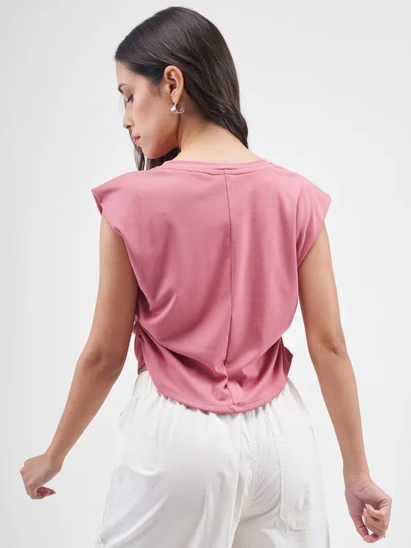 Street By Tokyo Talkies Women Pink Printed Round Neck T-Shirt