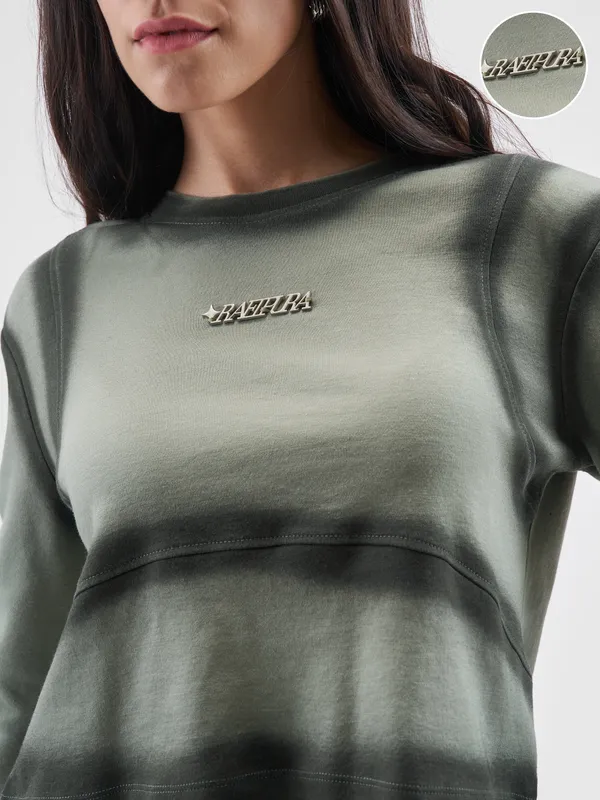 Street By Tokyo Talkies Women Olive Solid Round Neck T-Shirt