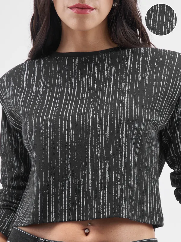 Tokyo Talkies Women Black Printed Round Neck T-Shirt