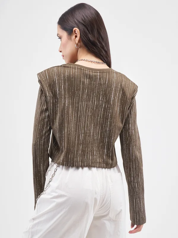 Tokyo Talkies Women Brown Printed Round Neck T-Shirt