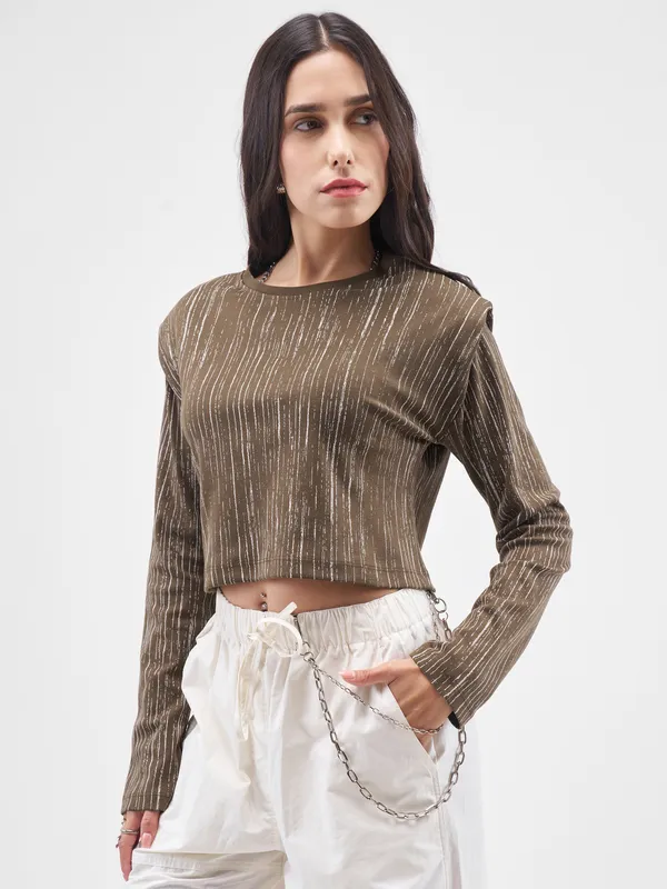 Tokyo Talkies Women Brown Printed Round Neck T-Shirt