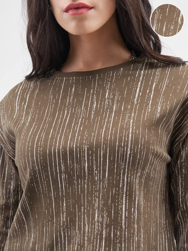 Tokyo Talkies Women Brown Printed Round Neck T-Shirt