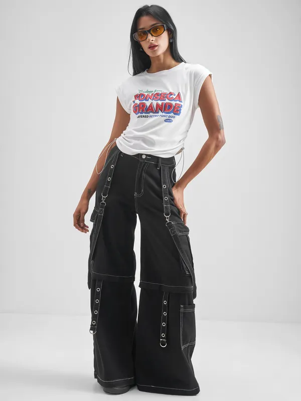 Tokyo Talkies Women White Printed Round Neck T-Shirt