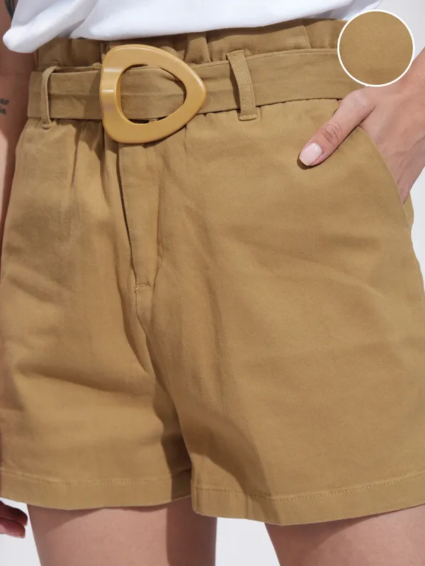  Tokyo Talkies Women Beige Regular Fit Shorts