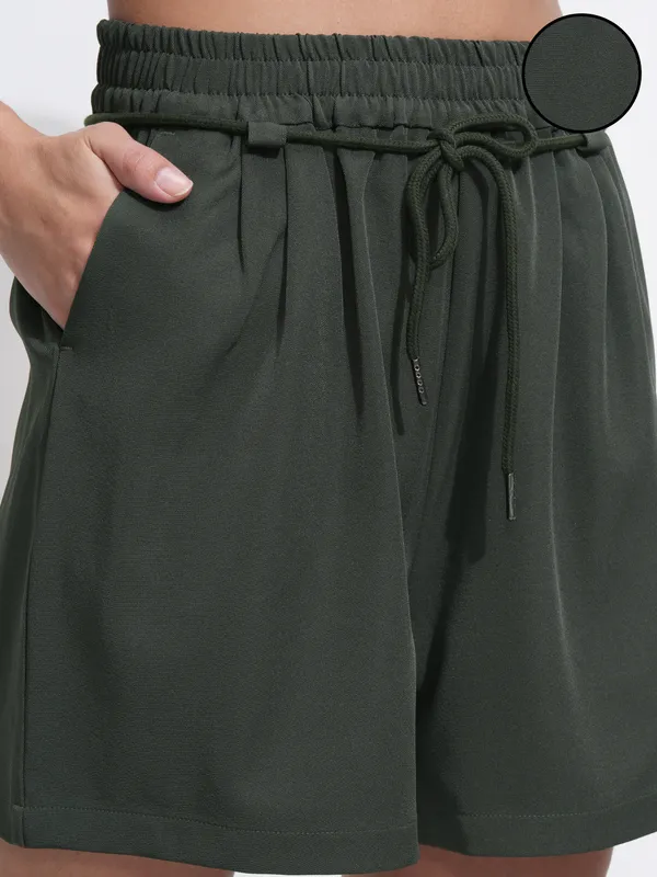 Tokyo Talkies Women Olive Regular Fit Shorts