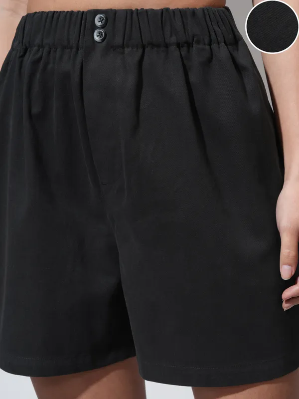 Tokyo Talkies Women Black Regular Fit Shorts