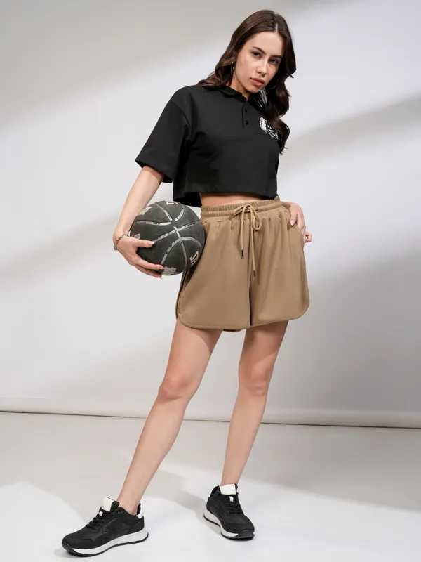 Tokyo Talkies Women Beige Regular Fit Shorts