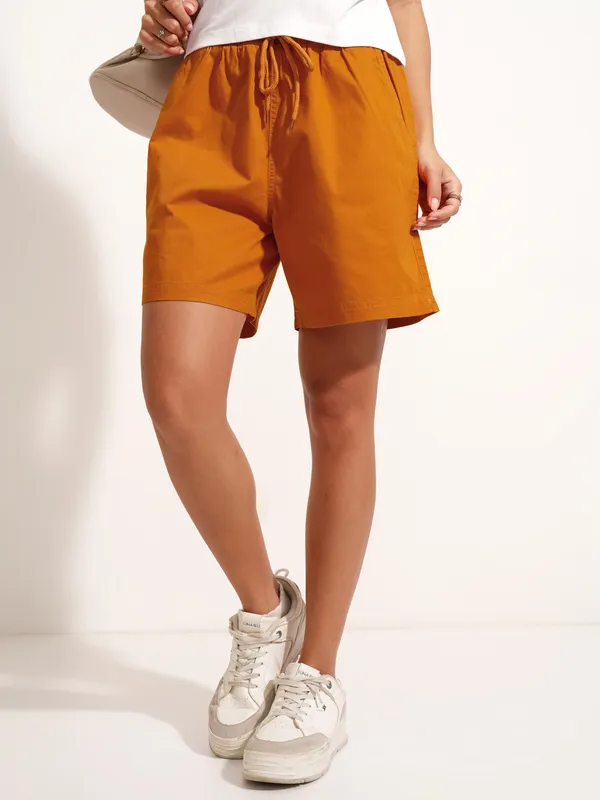 Tokyo Talkies Women Rust Regular Fit Shorts
