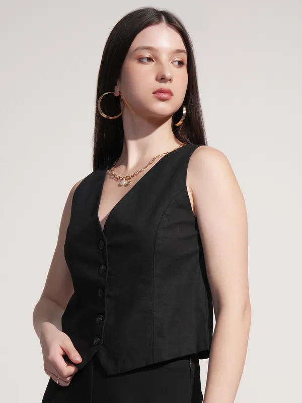 Solid Shirt Style Top