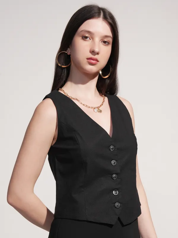 Solid Shirt Style Top