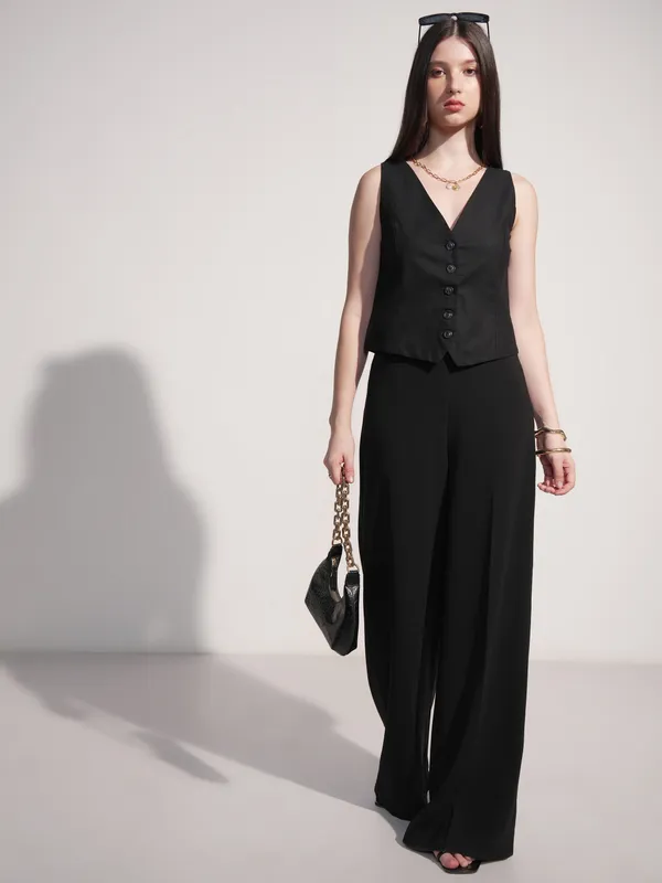 Tokyo Talkies Women Black Solid Shirt Style Top