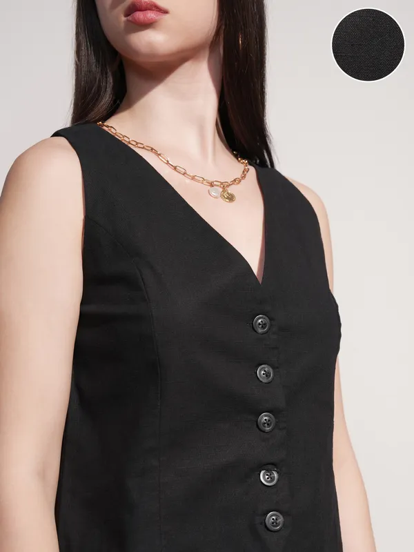 Tokyo Talkies Women Black Solid Shirt Style Top