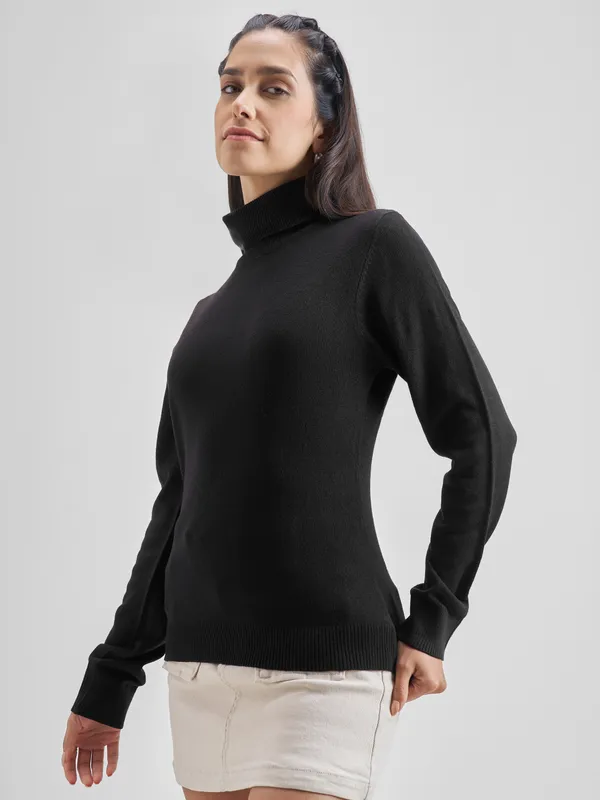  Tokyo Talkies Women Black Turtle Neck Sweaters