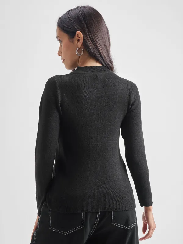  Tokyo Talkies Women Black Round Neck Sweaters