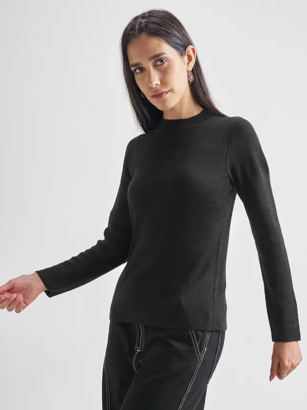  Tokyo Talkies Women Black Round Neck Sweaters