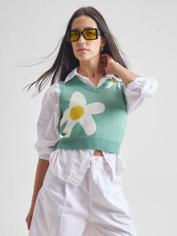  Tokyo Talkies Women Blue V-Neck Sweaters