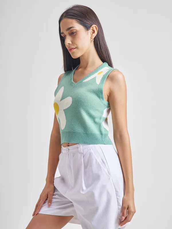  Tokyo Talkies Women Blue V-Neck Sweaters