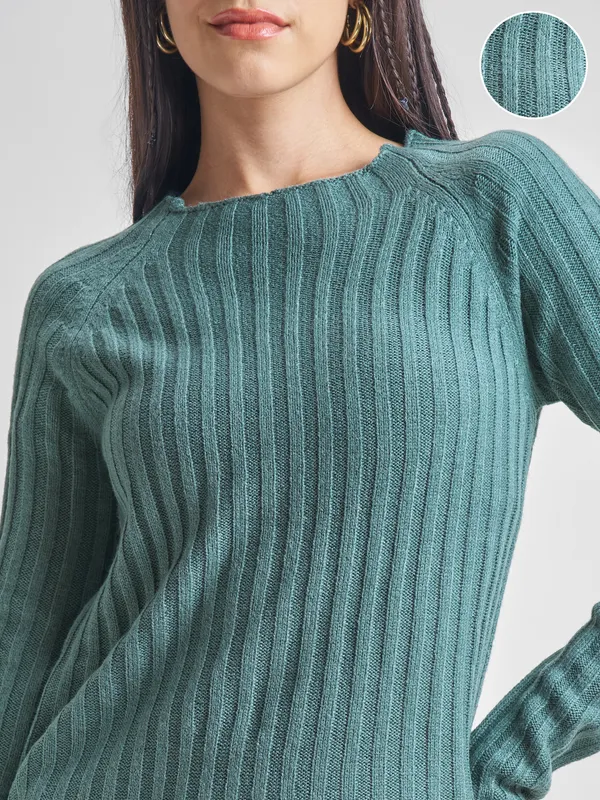  Tokyo Talkies Women Green Round Neck Sweaters