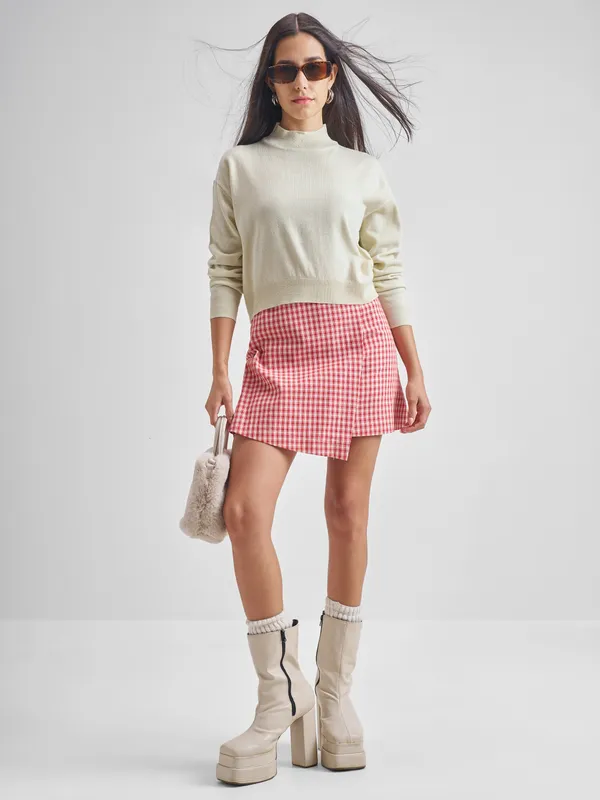  Tokyo Talkies Women Beige Round Neck Sweaters