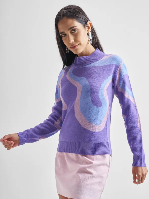 Women Jacqurard Pullover Sweaters