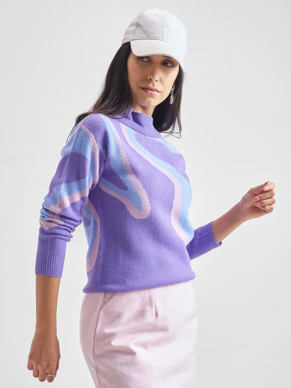 Women Jacqurard Pullover Sweaters