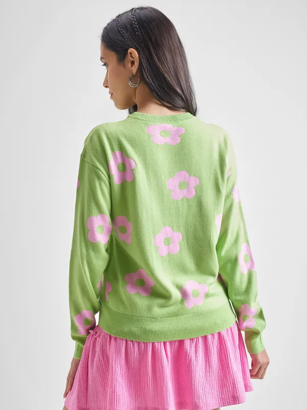  Tokyo Talkies Women Green Round Neck Sweaters