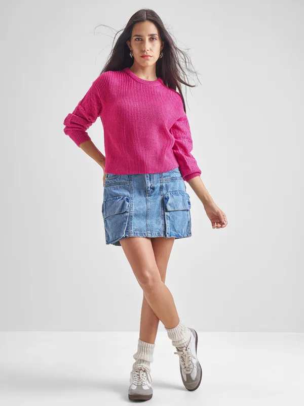  Tokyo Talkies Women Pink Round Neck Sweaters