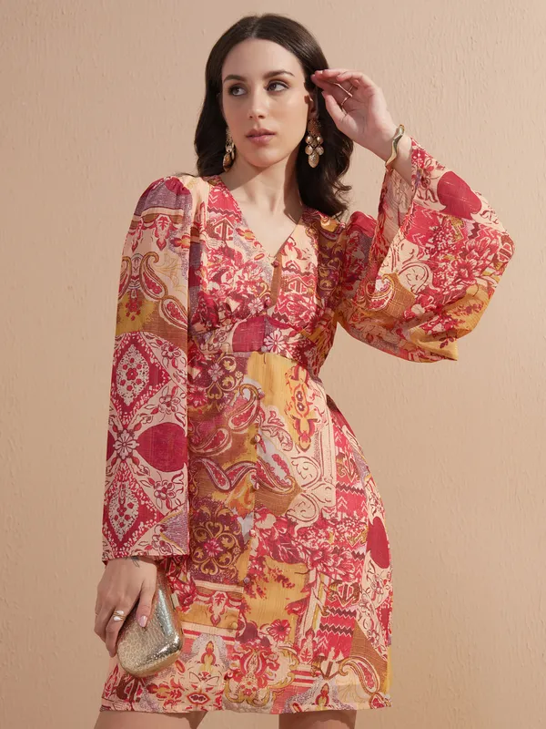 Printed Fit And Flare Dress