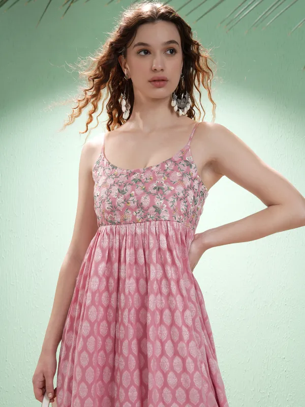 Vishudh Women Rose Embroidered Maxi Dress