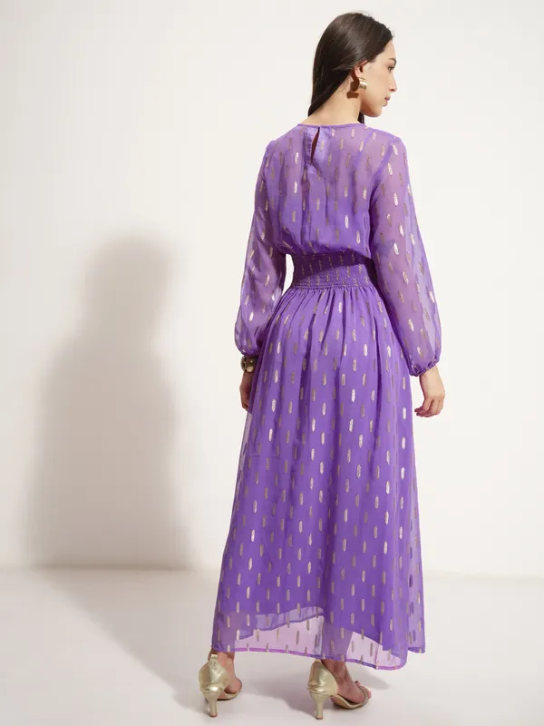 Vishudh Women Lavender Embellished Maxi Dress