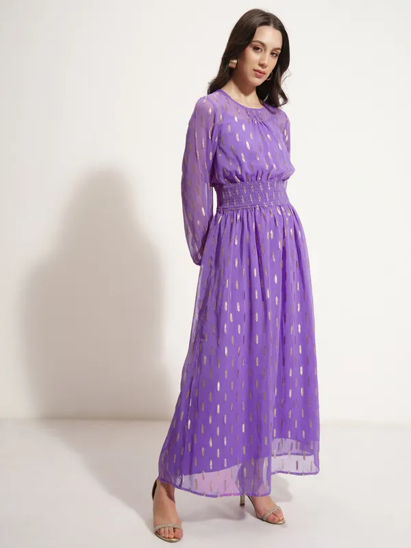 Vishudh Women Lavender Embellished Maxi Dress
