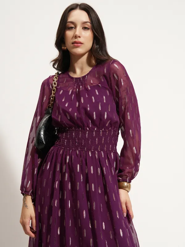 Vishudh Women Purple Embellished Maxi Dress