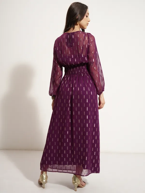 Vishudh Women Purple Embellished Maxi Dress