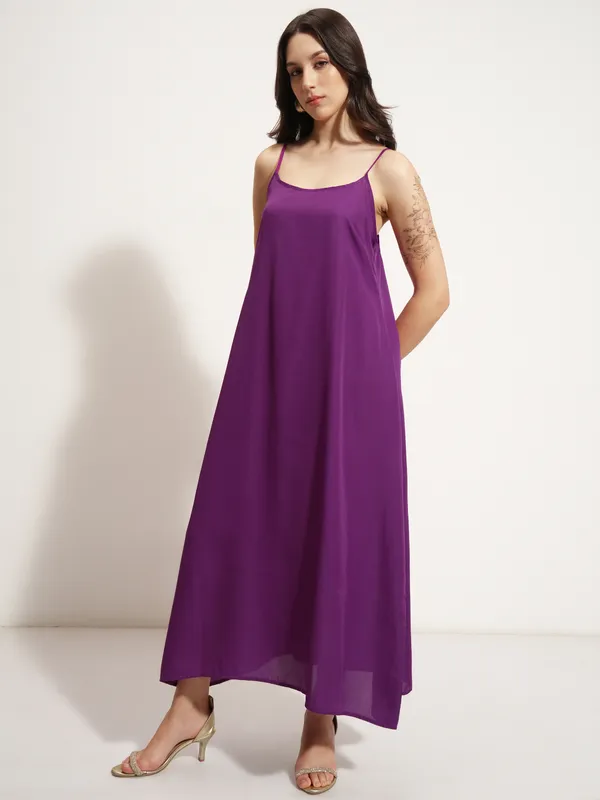 Vishudh Women Purple Embellished Maxi Dress
