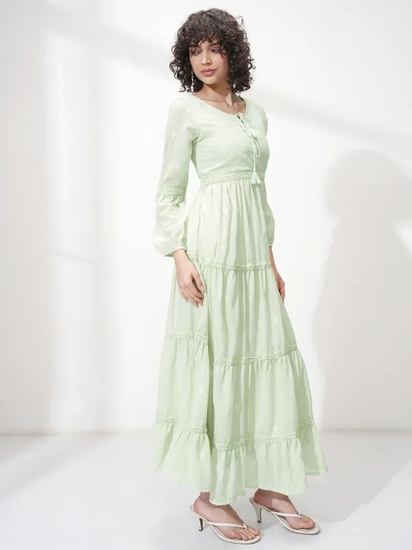 Vishudh Women Sea Green Printed Bodycon Dress